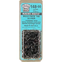 Kadee 148-50 - HO Scale Bulk Pack - 50 pair #148 Whisker® Metal Couplers - Medium (9/32") Centerset Shank