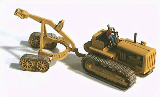 GHQ 61-004 - HO Scale - 	Construction Equipment (Unpainted Metal Kit) -- 1940s D8/8R Crawler Tractor w/Logging Arch & Operator Figure