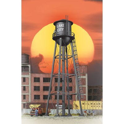 Walthers 933-2825 - HO Scale 	City Water Tower - Built-ups -- Assembled - Black - 3-3/4 x 3-3/4 x 11" 9.3 x 9.3 x 27.5cm