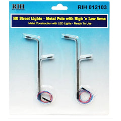 RIH012103 - HO Scale Street Lights 2 vertical poles w high and low arms