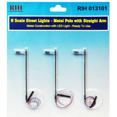 RIH013101 - N Scale Streetlights metal pole with straight arm