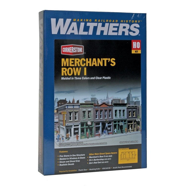 Walthers 933-3028 - HO Scale Merchant's Row I -- Kit - 11 x 5 x 4" 27.9 x 12.7 x 10.2cm