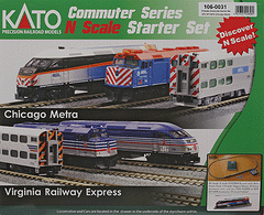 Kato 106-0031 - N Scale - MPI MP36PH Chicago Metra Commuter starter set