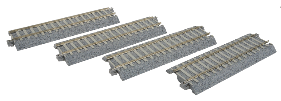 Kato 2-141 - HO Scale - Straight Track w/Concrete Ties - Unitrack -- 4-7/8" 123mm pkg(4)