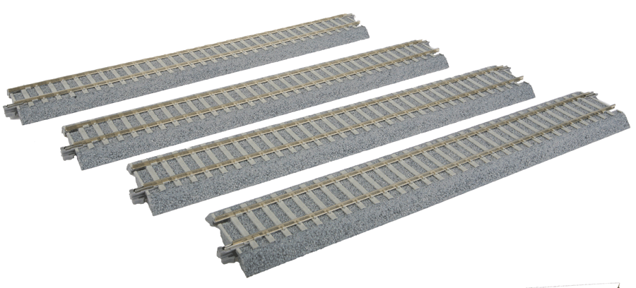 Kato 2-152 - HO Scale - 	Straight Track w/Concrete Ties - Unitrack -- 9-3/4" 246mm pkg(4)