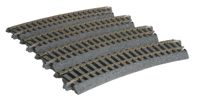 Kato 2-280 - HO Scale - 	Curved Roadbed Track Section - Unitrack -- 22.5-Degree Section, 14-1/2" 370mm Radius pkg(4)