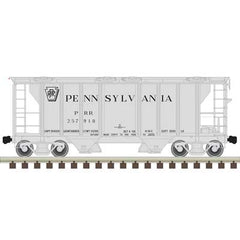 Atlas Trainman 20 006 567 - HO PS-2 2-Bay Covered Hopper - Ready to Run -- Pennsylvania Railroad 257869 (gray, black, Shadow Keystone)