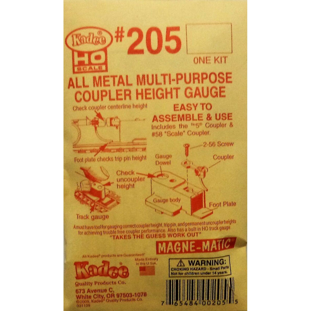 Kadee 205 HO scale Coupler Height Gauge Kit Includes 5(R) & Michael's Trains