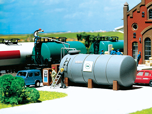 Faller 222194 - N Scale 	Oil Tank - Era III -- Painted & Weathered - 2-1/16 x 15/16 x 7/8" 5.2 x 2.4 x 2.3cm
