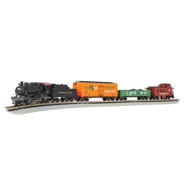 Bachmann 24029 - N Scale - The Keystone - Standard DC -- Pennsylvania Railroad 0-6-0, 3 Cars, 24" E-Z Track Circle, Power Pack