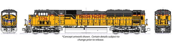 Kato KAT1765625S - N Scale - EMD SD90/43MAC - Sound and DCC -- Union Pacific #3750 (Armour Yellow, gray, red)