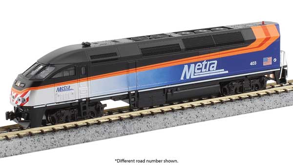 Kato KAT1766124S - N Scale - Motive Power Industries MP36PH - Sound and DCC -- Metra #424 (2020, gray, blue, orange, black roof)