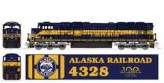 Kato KAT1766412 - N Scale - EMD SD70MAC w/Nose Headlight - Standard DC -- Alaska Railroad #4328 100 Years (Anniversary, blue, yellow)