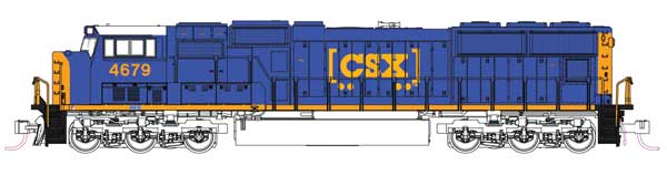 Kato KAT1767616 - N Scale - EMD SD70M with Flat Radiators - Standard DC -- CSX #4697 (blue, yellow, Boxcar Logo)