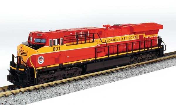 Kato KAT1768946 - N Scale - GE ES44AC GEVO - Standard DC -- Florida East Coast #801 (red, yellow, black)