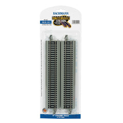 Bachmann 44511 - HO Scale - Straight Track w/Nickel Silver Rail & Gray Roadbed - E-Z Track(R) -- 9" 22.9cm pkg(4)