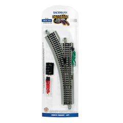 Bachmann 44561 - HO Scale - Remote-Control Turnout, Nickel Silver Rail with Gray Roadbed - E-Z Track(R) - Left Hand