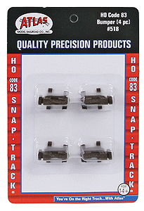 Atlas 518 - HO Scale 	Bumper -- Fits Code 83 Track (Sold Separately) pkg(4)