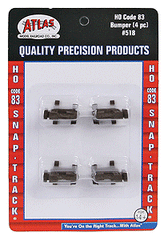 Atlas 518 - HO Scale 	Bumper -- Fits Code 83 Track (Sold Separately) pkg(4)