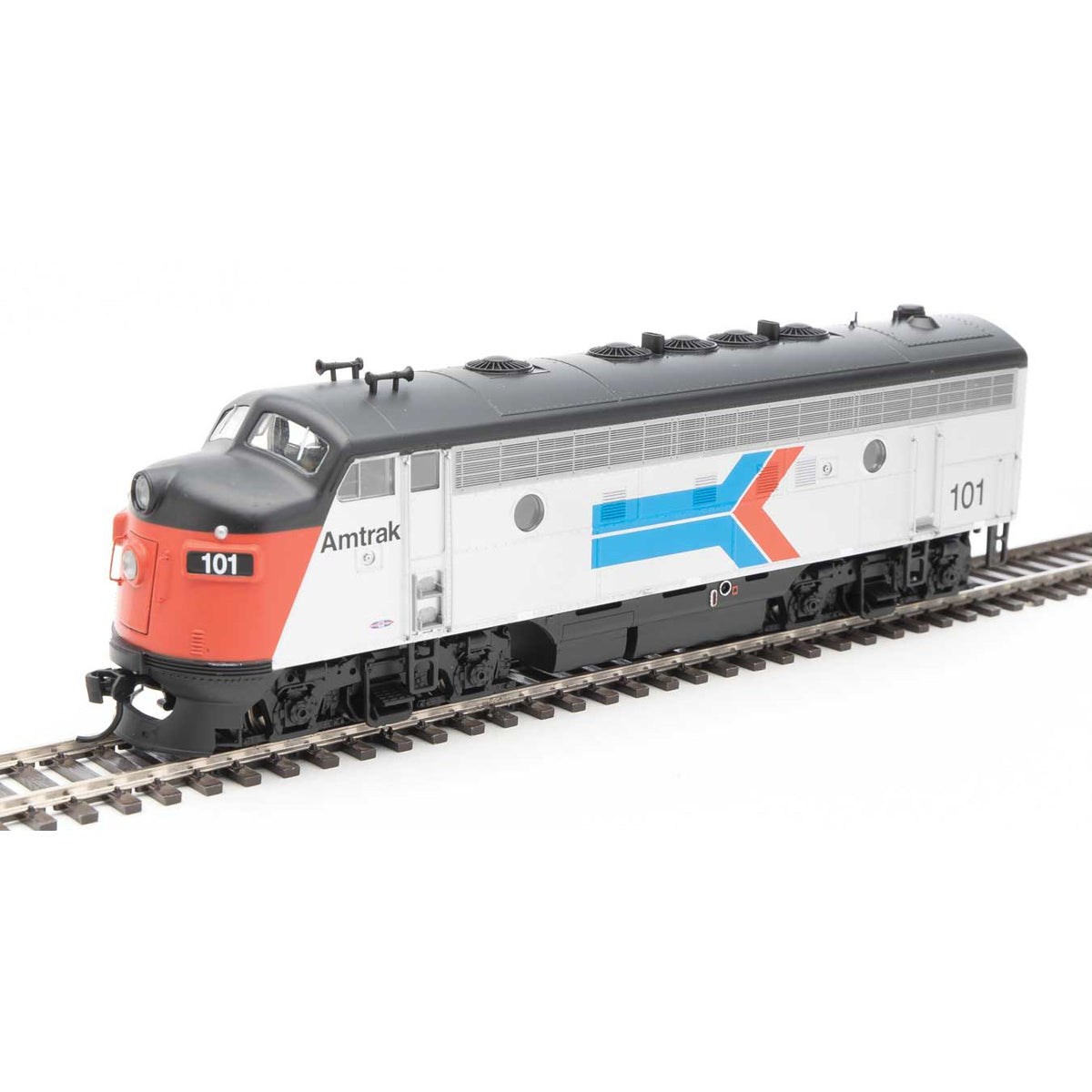 Walthers 910-19958 - HO Scale EMD F7A - ESU Sound and DCC -- Amtrak(R) #101 (Phase I; silver, red, blue, black)