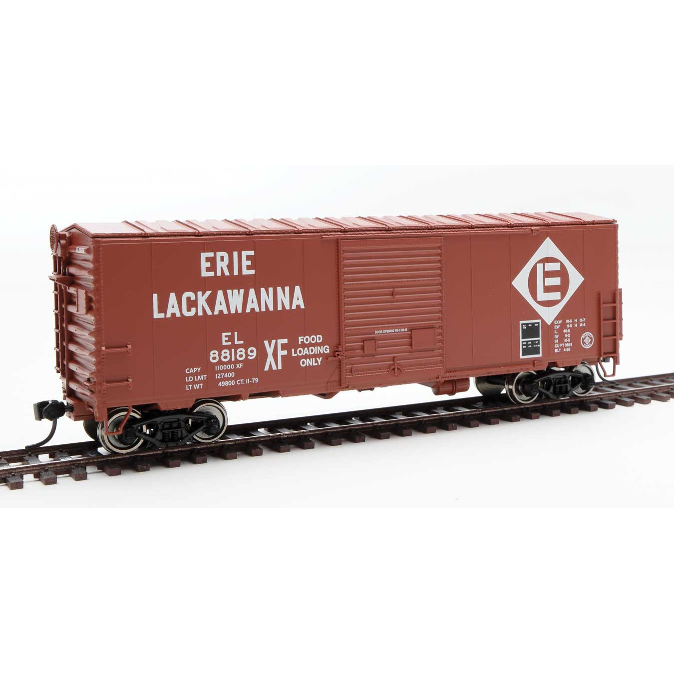 Walthers Mainline 910-45002 - HO 40' ACF Modernized Welded Boxcar w/8' Youngstown Door - Ready to Run -- Erie-Lackawanna #88189