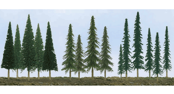 JTT 92117 - Evergreen Tree Bulk Pack -- 2-1/2 - 6" 6.4 - 15.2cm pkg(45)
