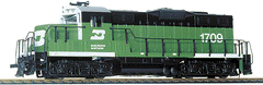 Walthers Trainline 931-101 - EMD GP9M - Standard DC -- Burlington Northern #1709 (green, white)