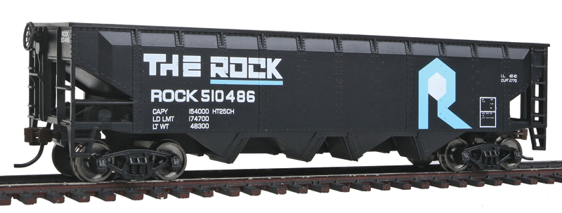 Walthers Trainline 931-1423 - HO Offset Hopper - Ready to Run -- Rock Island (black, blue, white)