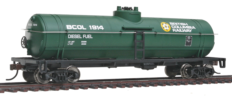 Walthers Trainline 9310-1441 - HO 		Tank Car - Ready To Run -- British Columbia Railway (green, yellow, white; Dogwood Logo)