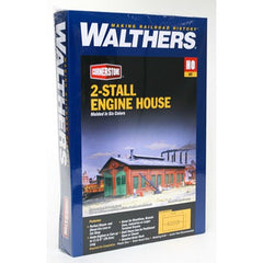 Walthers 933-3007 - HO Scale 	2-Stall Enginehouse -- Kit - 12-3/4 x 7 x 5-1/4" 31.8 x 17.5 x 13.1cm - Holds Locos To 11-5/8" 29cm