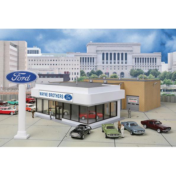 Walthers 933-3483 - HO - Wayne Bros. Ford Dealership -- Kit - 8-7/8 x 12-1/8 x 3-7/8" 22.5 x 30 x 9.8cm