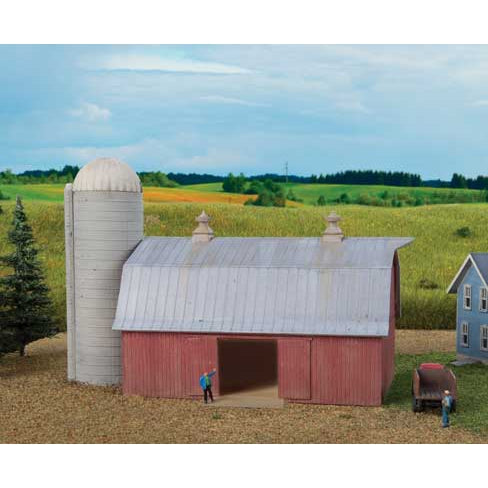 Walthers 933-3892 - N Scale Meadowhead Barn and Silo -- Kit