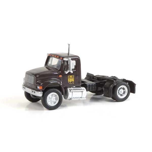 SceneMaster 949-11192 - HO International(R) 4900 Single-Axle Semi Tractor Only - Assembled -- United Parcel Service (Bow Tie Shield Logo; brown, yellow)