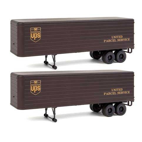 SceneMaster 949-2428 - HO 	35' Fluted-Side Trailer 2-Pack - Assembled -- United Parcel Service (1950s-1960s; brown, gold; Bowtie Logo)