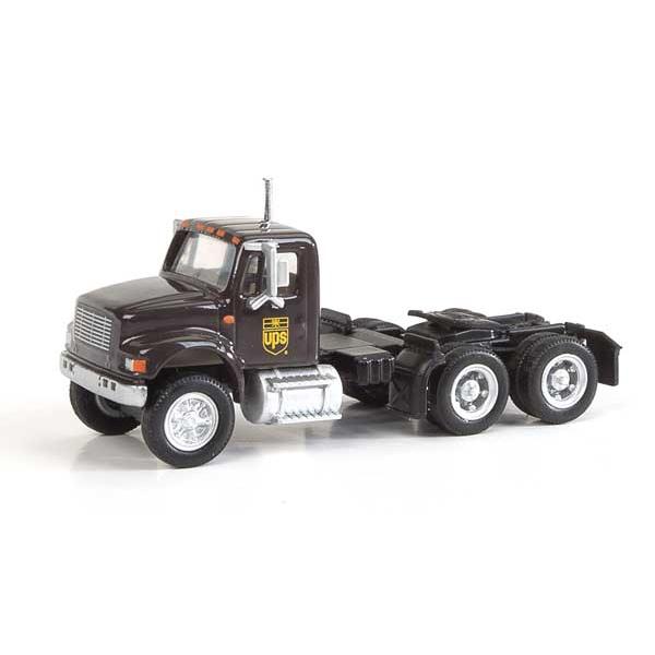 SceneMaster 949-11184 - HO 	International(R) 4900 Dual-Axle Semi Tractor Only - Assembled -- United Parcel Service (Bow Tie Shield Logo; brown, yellow)