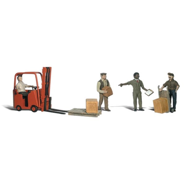Woodland Scenics A1911 - Workers with Forklift - HO Scale