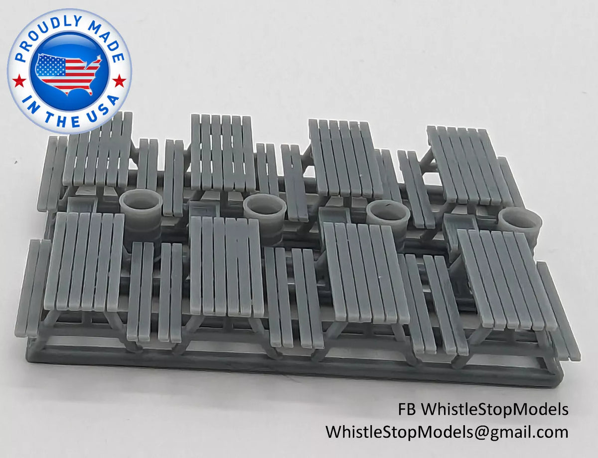 WSM N1024 - N Scale 3 N Scale Picnic Table and Grills