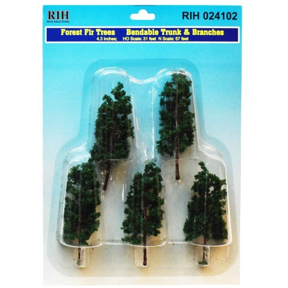 Rock Island Hobby RIH024102 - Forest Fir Trees with bendable trunk and branches; HO Scale: 31 ft; N scale: 57 ft; O scale 17 ft.