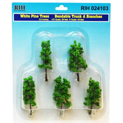 Rock Island Hobby RIH024103 - White pine trees with bendable trunk and branches. HO scale 26ft; N scale 48ft; O scale 14ft