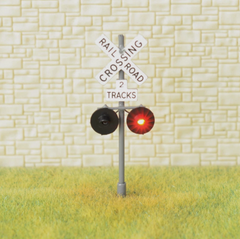 HO scale - railroad grade crossing signals 2 tracks sign LED