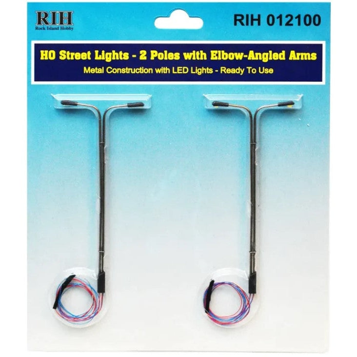RIH012100 - HO Street Light w 2 vertical poles and 2 elbow arms