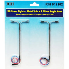 RIH012102 - HO Scale Street Lights w vertical pole and 2 elbow arms