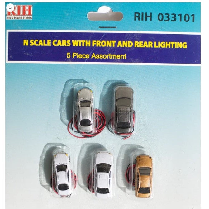 RIH033101 - N Scale Autos with front and rear lights