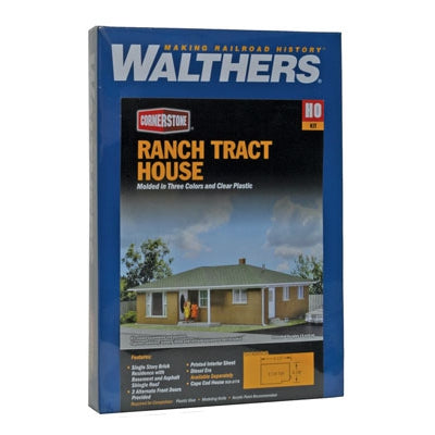 Walthers 933-3777 - HO Ranch Tract House -- Kit - 5-1/2 x 4-1/8 x 2-1/4" 13.9 x 10.4 x 5.7cm