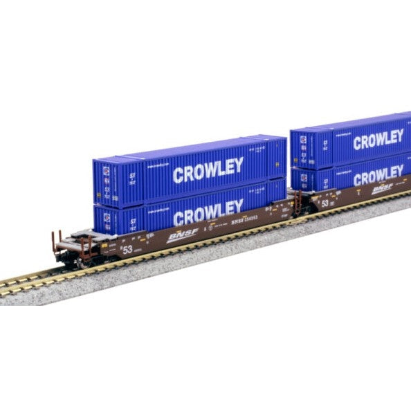 KATO 106-6182 N Gunderson MAXI-IV BNSF Swoosh 254353 w/6 Crowley Containers