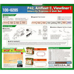 Kato 106-6285 N Scale GE P42, Amfleet, Phase VI 4-Car - Starter Set