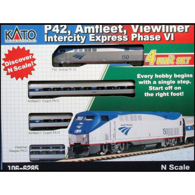 Kato 106-6285 N Scale GE P42, Amfleet, Phase VI 4-Car - Starter Set