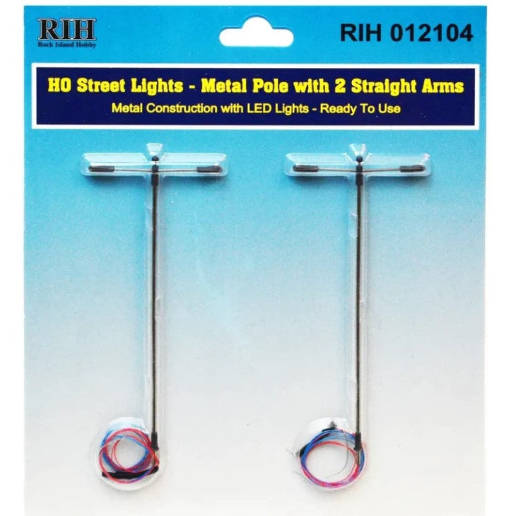 RIH012104 - HO Scale Street Lights with single pole and 2 straight arms