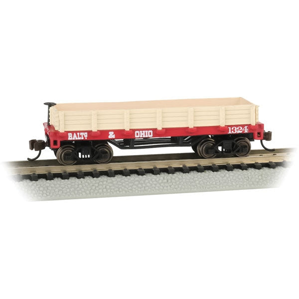 Bachmann 15452 - N Scale Old-Time Wood Gondola - Ready to Run -- Baltimore & Ohio #1324 (red)