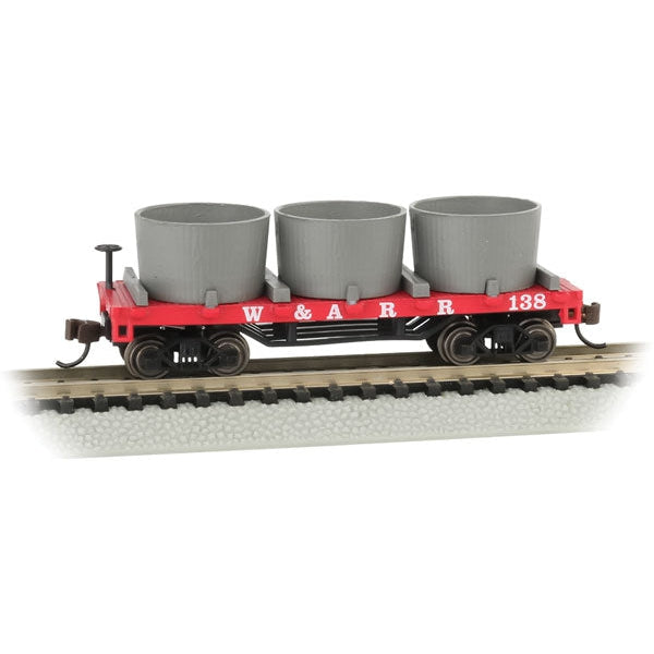 Bachmann 15551 - N Scale Old-Time Wood Tank Car with 3 Tanks - Ready to Run -- Union Pacific 503 (Boxcar Red)